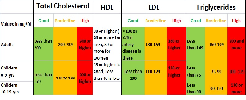 Female Cholesterol Chart